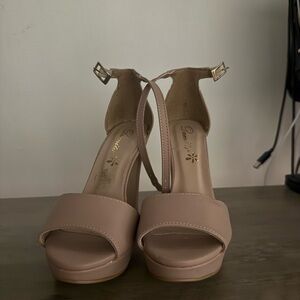 Elegant Beige Ankle Strap Sandals